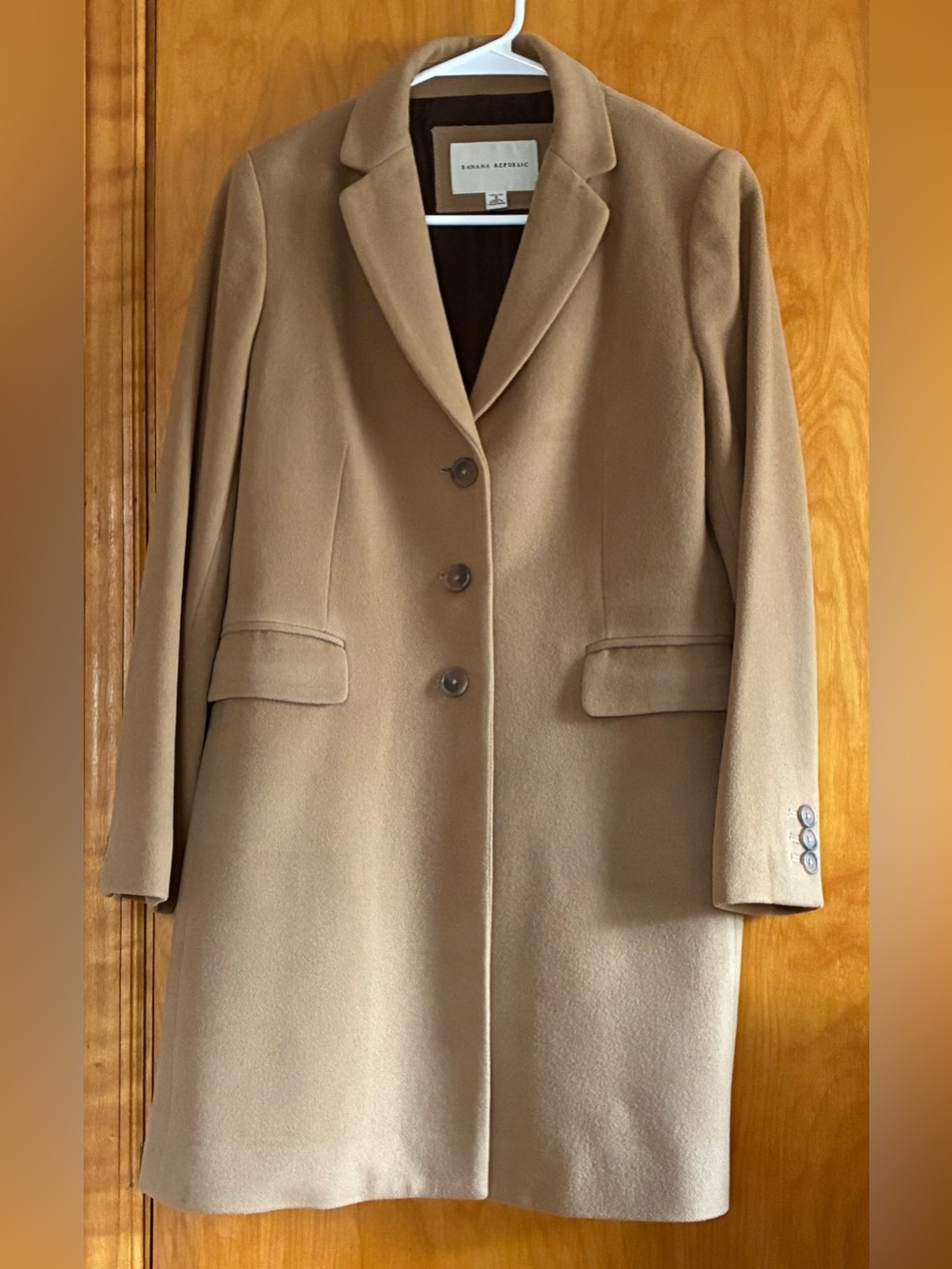 Banana Republic Women's Petite Camel Wool Trench Coat - Size S Petite